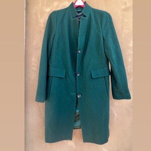 DKNY- Dark Emerald  Green wool blend heavy midi pea coat size Small